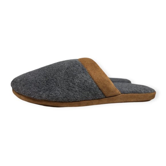 Land's End Gray & Brown Felt Men's Slippers Size Small (7 1/2- 8 1/2) - Picture 1 of 8